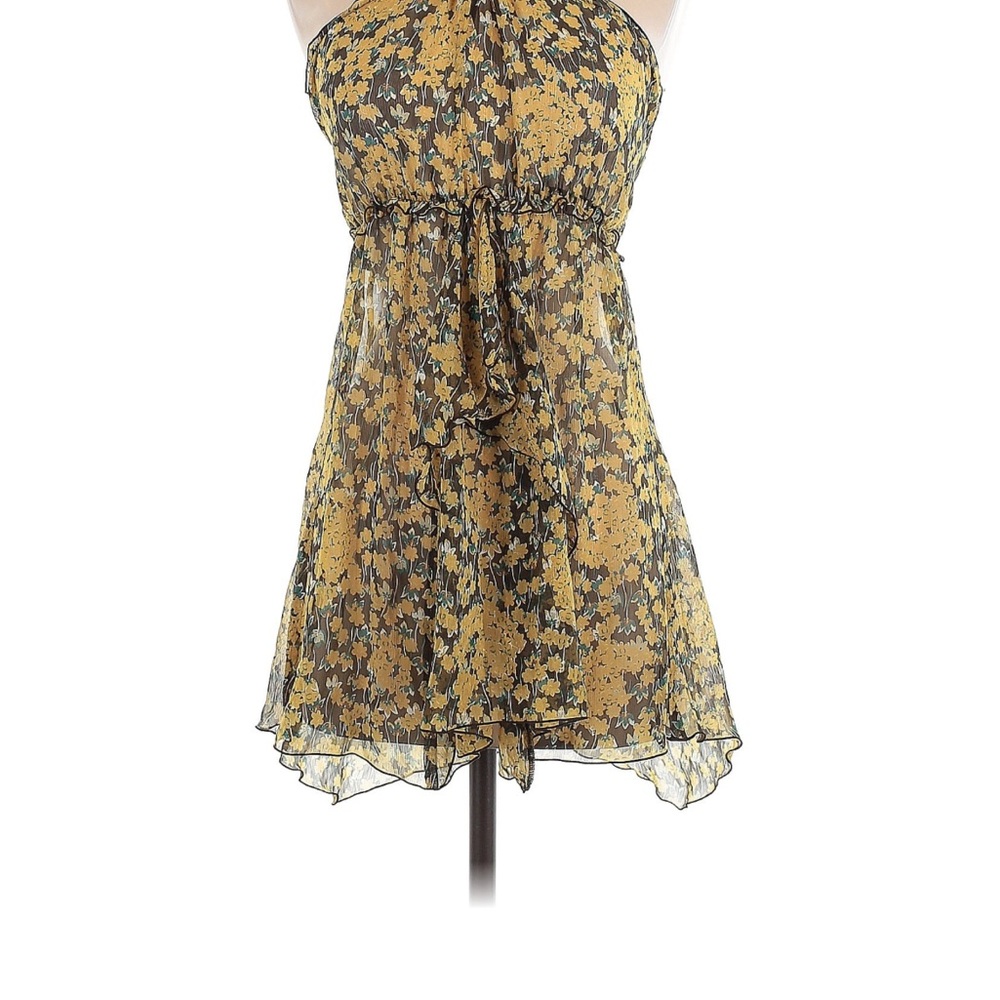 Floral Strapless Dress in Black and Gold